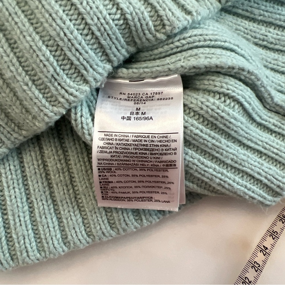 Vintage Gap Light Green Cable Knit Cotton Wool Long Sleeve Y2K Sweater Size M - Picture 6 of 6